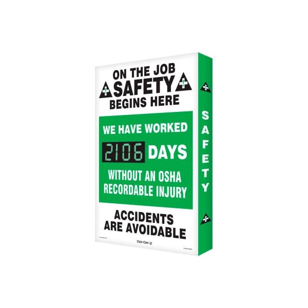 Accuform Accuform On The Job Safety Electronic Scoreboard, 20"W x 28"H, Aluminum SCK116 - main